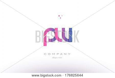 Pw P W  Pink Modern Creative Alphabet Letter Logo Icon Template