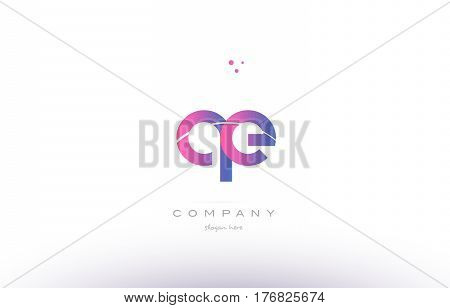 Qe Q E  Pink Modern Creative Alphabet Letter Logo Icon Template