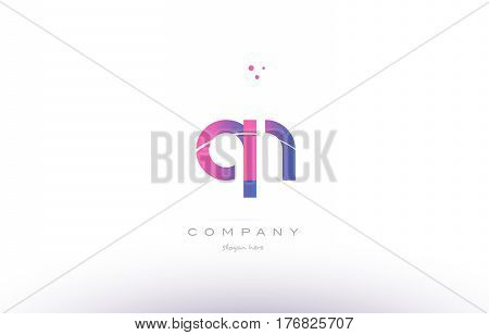 Qn Q N  Pink Modern Creative Alphabet Letter Logo Icon Template