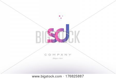 Sd S D  Pink Modern Creative Alphabet Letter Logo Icon Template