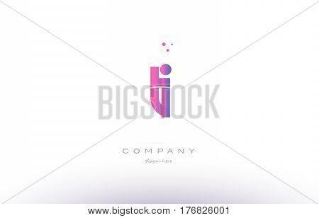 Ti T I  Pink Modern Creative Alphabet Letter Logo Icon Template