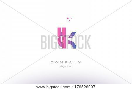 Tk T K  Pink Modern Creative Alphabet Letter Logo Icon Template