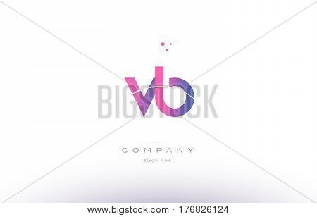 Vb V B  Pink Modern Creative Alphabet Letter Logo Icon Template