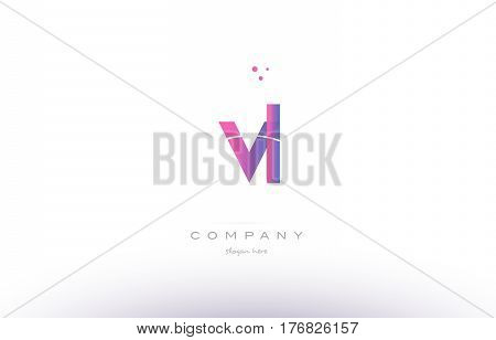 Vl V L  Pink Modern Creative Alphabet Letter Logo Icon Template