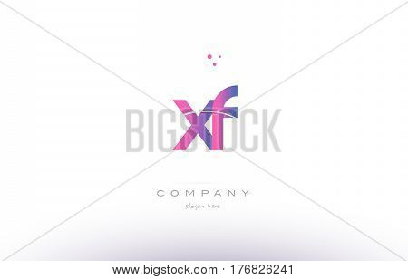 Xf X F  Pink Modern Creative Alphabet Letter Logo Icon Template