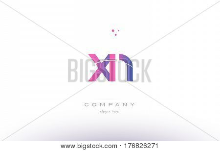 Xn X N  Pink Modern Creative Alphabet Letter Logo Icon Template