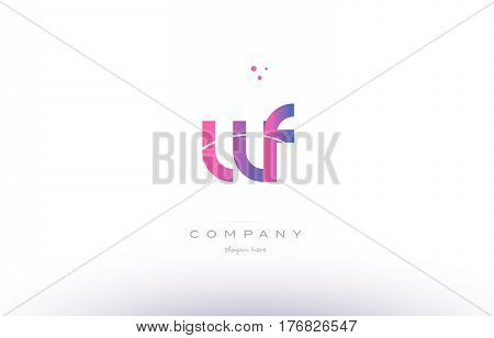 Wf W F  Pink Modern Creative Alphabet Letter Logo Icon Template