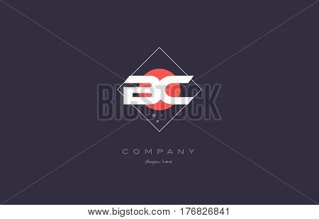 Bc B C  Vintage Retro Pink Purple Alphabet Letter Logo Icon Template