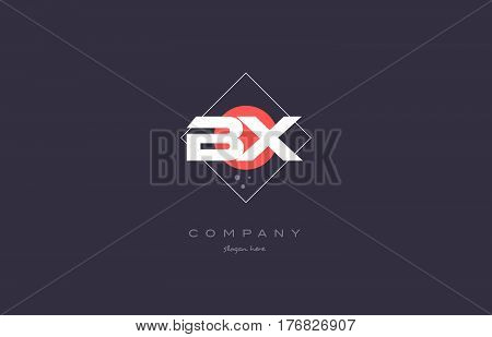 Bx B X  Vintage Retro Pink Purple Alphabet Letter Logo Icon Template