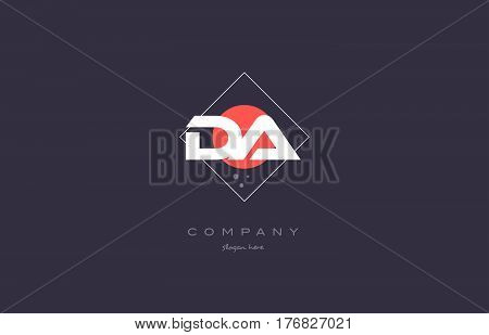 Da D A  Vintage Retro Pink Purple Alphabet Letter Logo Icon Template