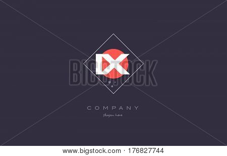 Ix I X  Vintage Retro Pink Purple Alphabet Letter Logo Icon Template
