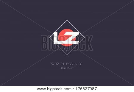 Lz L Z  Vintage Retro Pink Purple Alphabet Letter Logo Icon Template