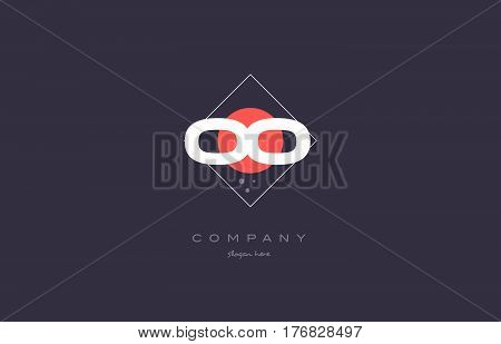 Oo O  Vintage Retro Pink Purple Alphabet Letter Logo Icon Template