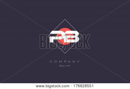 Pb P B  Vintage Retro Pink Purple Alphabet Letter Logo Icon Template