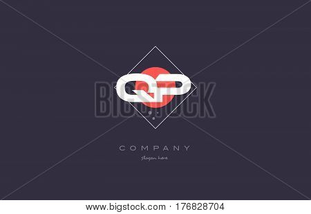 Qp Q P  Vintage Retro Pink Purple Alphabet Letter Logo Icon Template