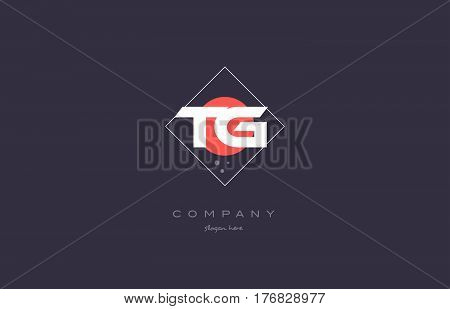 Tg T G  Vintage Retro Pink Purple Alphabet Letter Logo Icon Template
