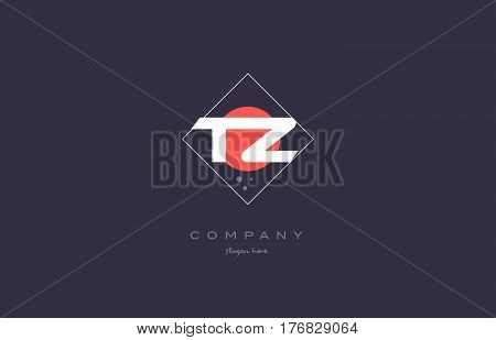 Tz T Z  Vintage Retro Pink Purple Alphabet Letter Logo Icon Template