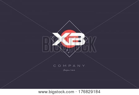 Xb X B  Vintage Retro Pink Purple Alphabet Letter Logo Icon Template