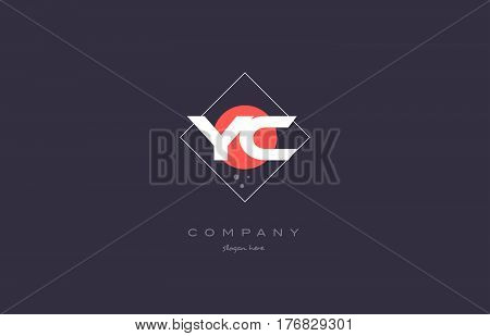 Yc Y C  Vintage Retro Pink Purple Alphabet Letter Logo Icon Template