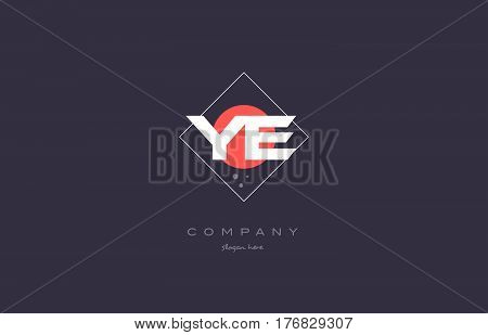 Ye Y E  Vintage Retro Pink Purple Alphabet Letter Logo Icon Template