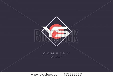 Ys Y S  Vintage Retro Pink Purple Alphabet Letter Logo Icon Template