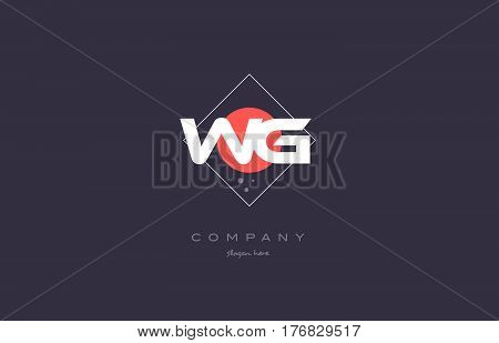 Wg W G  Vintage Retro Pink Purple Alphabet Letter Logo Icon Template