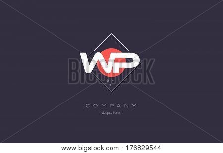 Wp W P  Vintage Retro Pink Purple Alphabet Letter Logo Icon Template