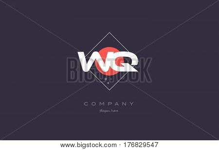 Wq W Q  Vintage Retro Pink Purple Alphabet Letter Logo Icon Template