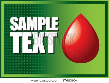 หยดเลือดบนแบนเนอร์สีเขียวสูง