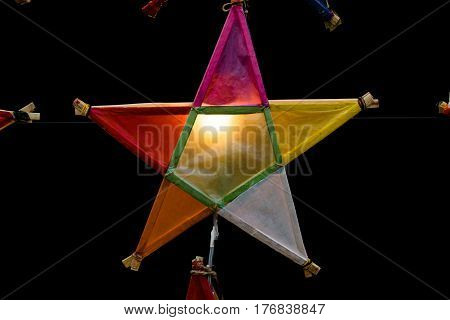 Multi colored star lamps and backgrounds .