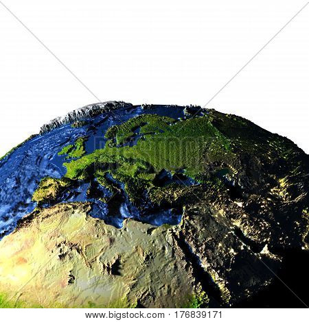 Emea Region On Earth With Exaggerated Mountains