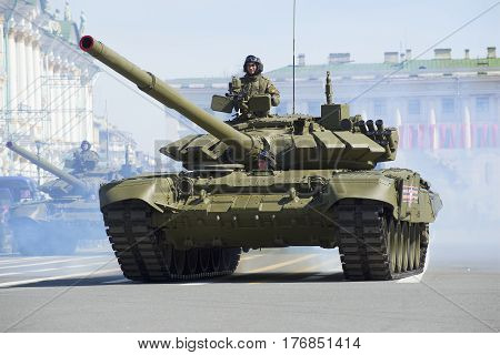 SAINT PETERSBURG, RUSSIA - MAY 05, 2015: Tank T-90 