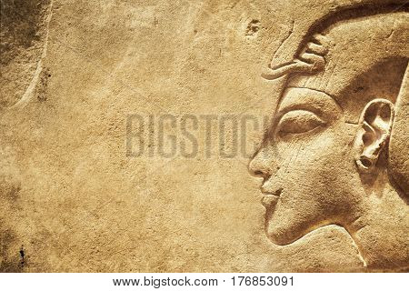 Ancient Egyptian stone texture background combined from different images with a lot of blank space for your design