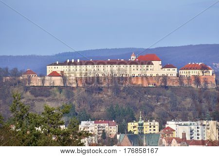 The city of Brno Czech Republic-Europe. Top view of the city with monuments and roofs. Beautiful old castle - Spilberk