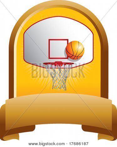 basketball backboard og hoop på guld display