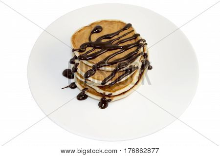 A pancake is a flat cake often thin and round prepared from a starch-based batter that may also contain eggs milk and butter and cooked on a hot surface such as a griddle or frying pan often with oil or butter.