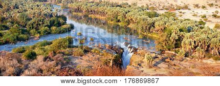Epupa waterfall are created by the Kunene River on the border of Angola and Namibia.