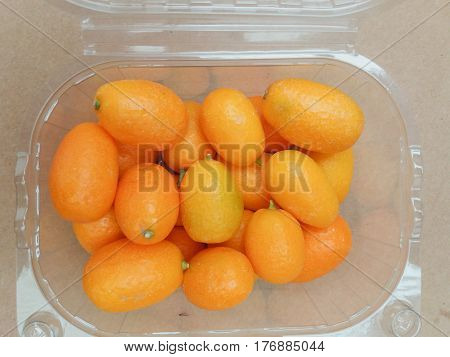 Oval kumquat (Citrus Margarita or Fortunella Margarita) fruit vegetarian food