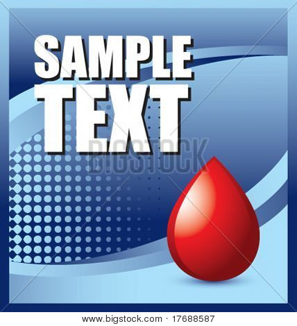 หยดเลือดบนแบนเนอร์สูงสีน้ำเงิน