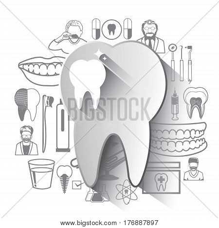 Illustration of dental icons set .It's for illustration and infographic.