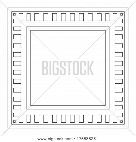 Vector geometric frame with place for text. Abstract geometrical background. Simple geometric geo pattern of thin straight lines. Linear precise pattern of squares and rectangles on white background