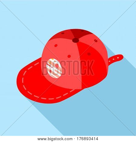 Red baseball cap icon. Flat illustration of red baseball cap vector icon for web