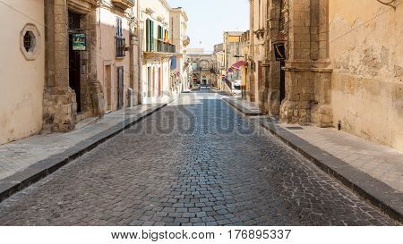 Street Via Rocco Pirri In Noto City In Sicily