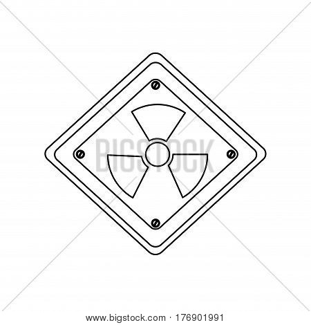 silhouette matal emblem warning radiation sign, vector illustration design