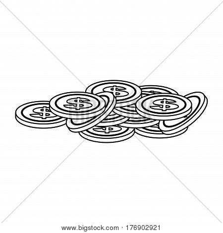 silhouette matal coins outside icon, vector illustration design