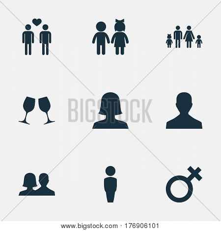 Vector Illustration Set Of Simple Beloved Icons. Elements Husband, Mister, Spouse Synonyms Couple, Beloveds And Gay.