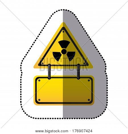 yellow matal emblem warning radiation notice sign, vector illustration design