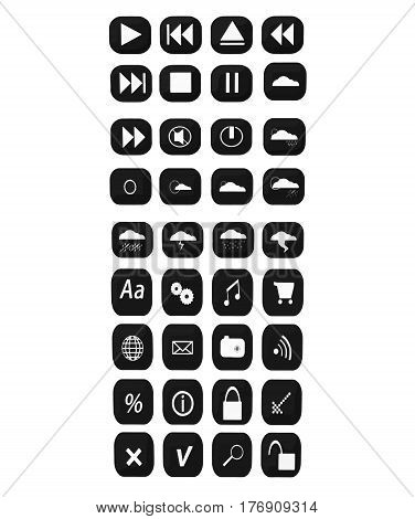 concept black icon set. Button icons.