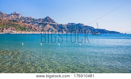 View Of Taormina Town And Giardini Naxos Resort