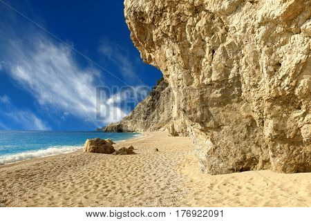 Egremni beach at Lefkada, Ionion sea, Greece    
